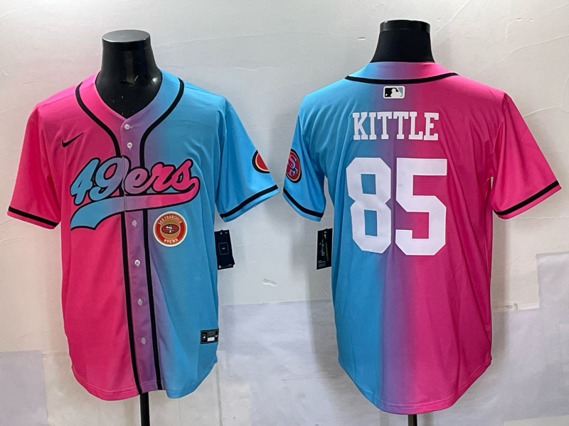 Men 2025 San Francisco 49ers #85 Kittle Pink Blue pink Nike Limited NFL Jersey 005->san francisco 49ers->NFL Jersey